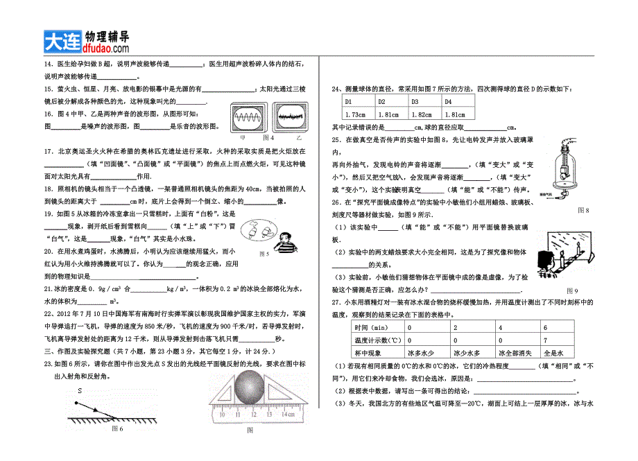 初二物理试卷20126_第2页