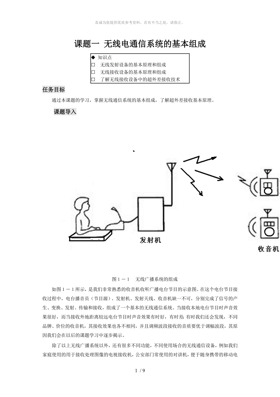 无线电通信系统的基本组成(个人整理)_第1页