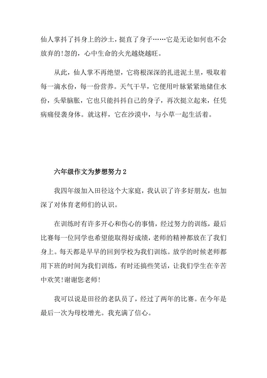 六年级作文为梦想努力5篇_第2页