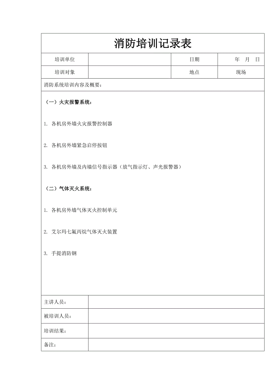 机房消防培训记录_第1页