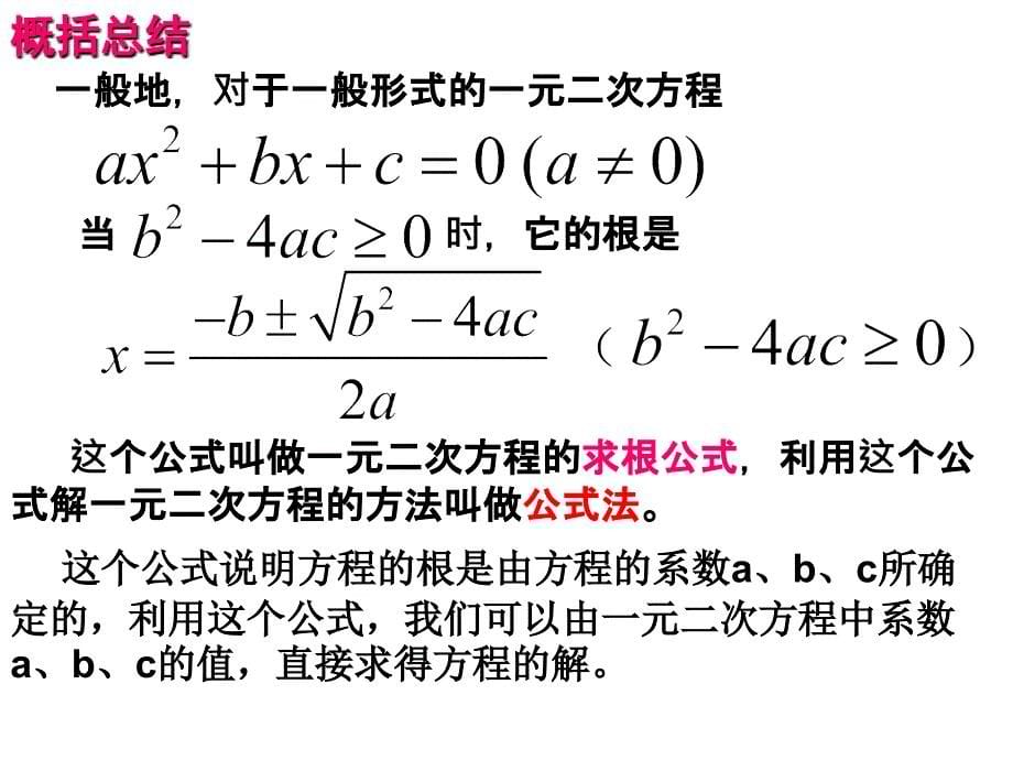 182(3)求根公式法解一元二次方程(沪科版)_第5页