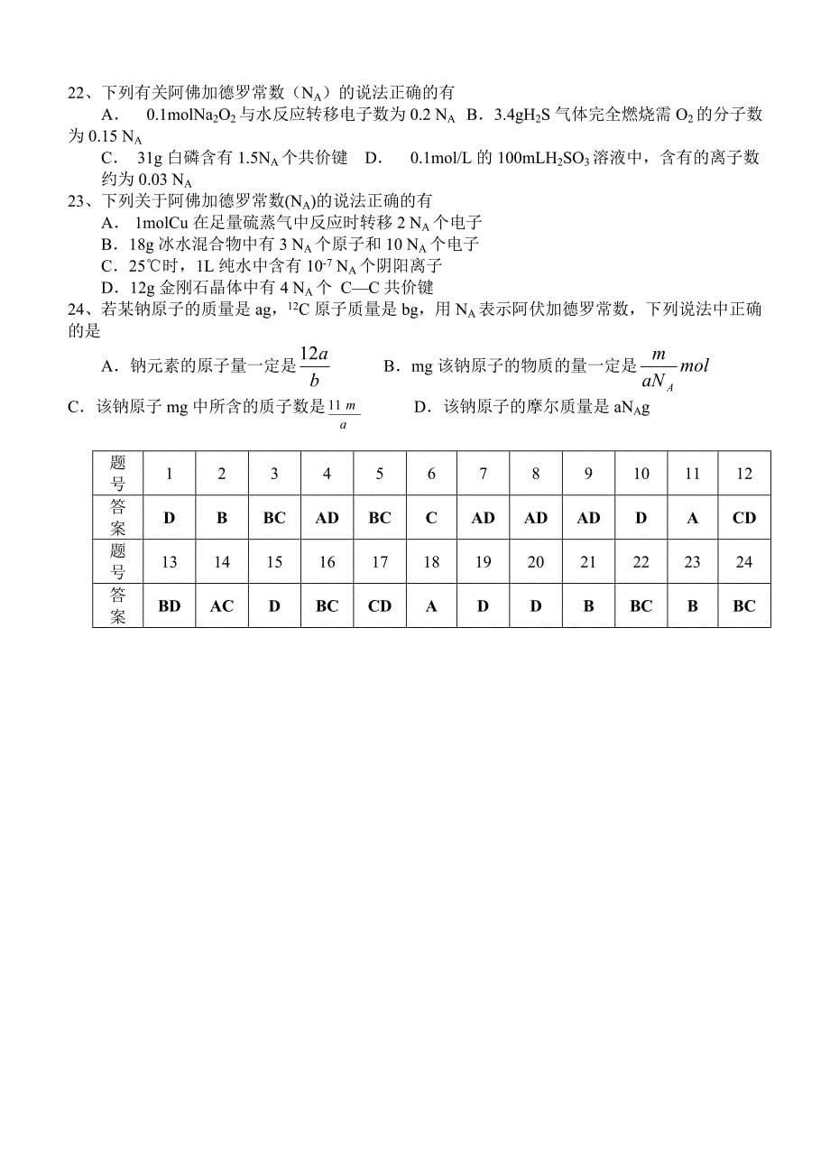 高考化学复习热点阿佛加德罗常数.doc_第5页