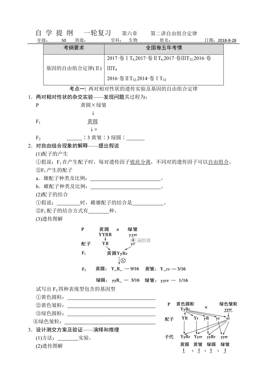 遗传定律第二讲自由组合定律_第1页