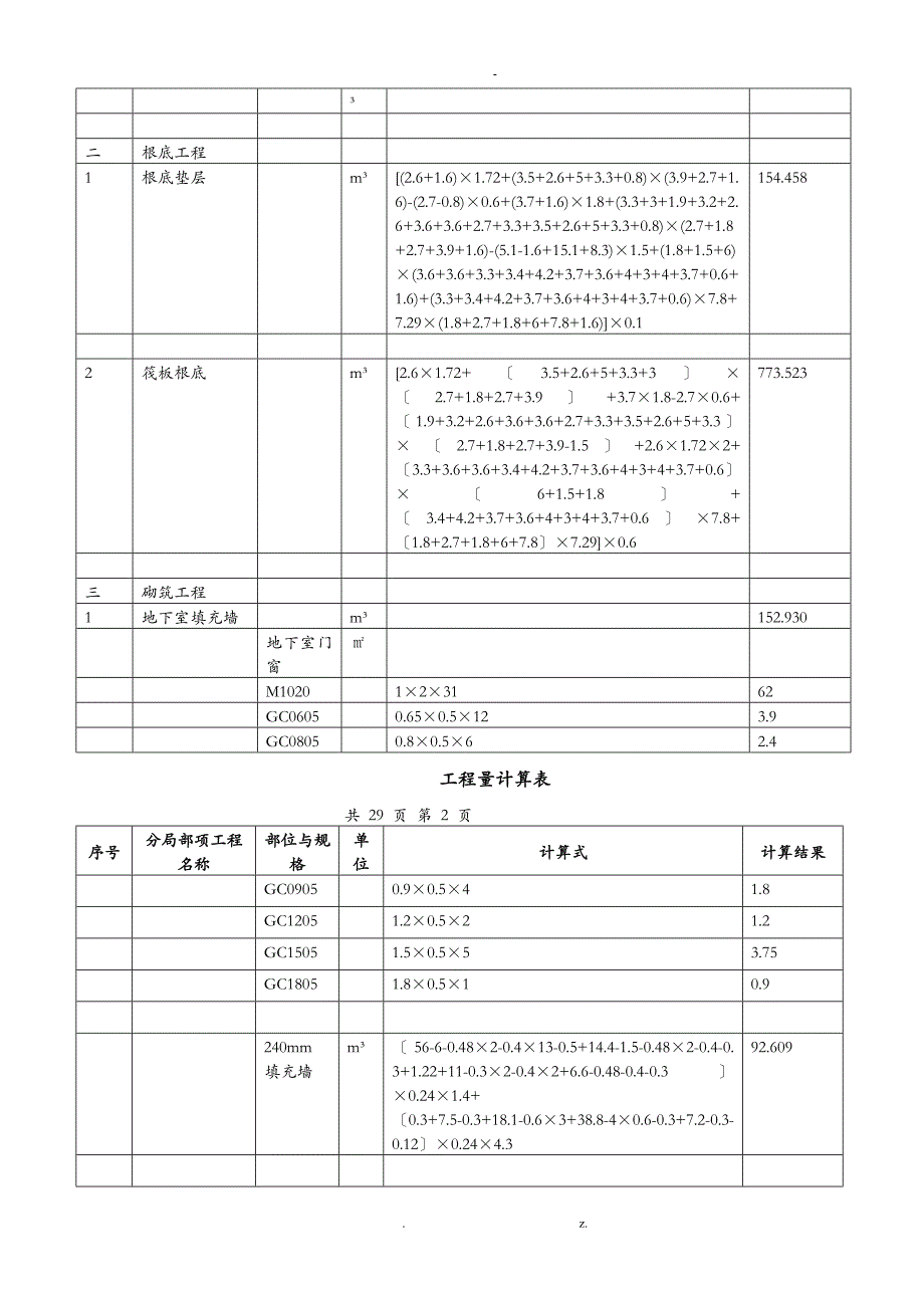 工程量计算书模板_第2页