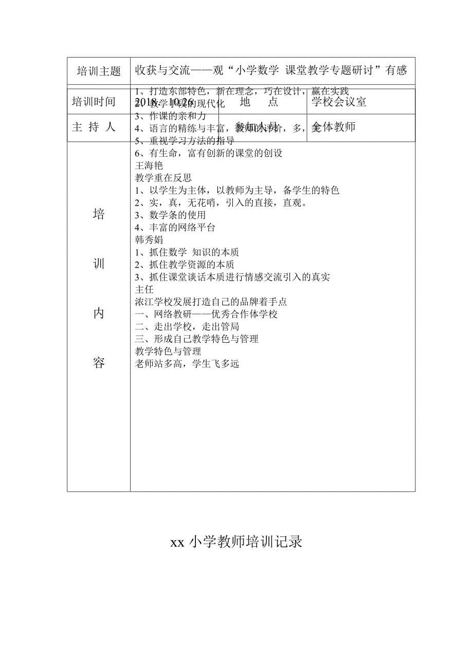 xx小学教师培训记录_第5页