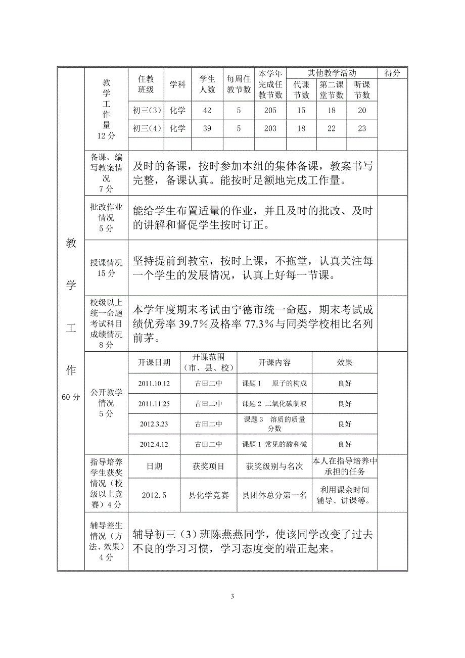 福建省中小学教师职务考评登记表李笑梁填写_第3页