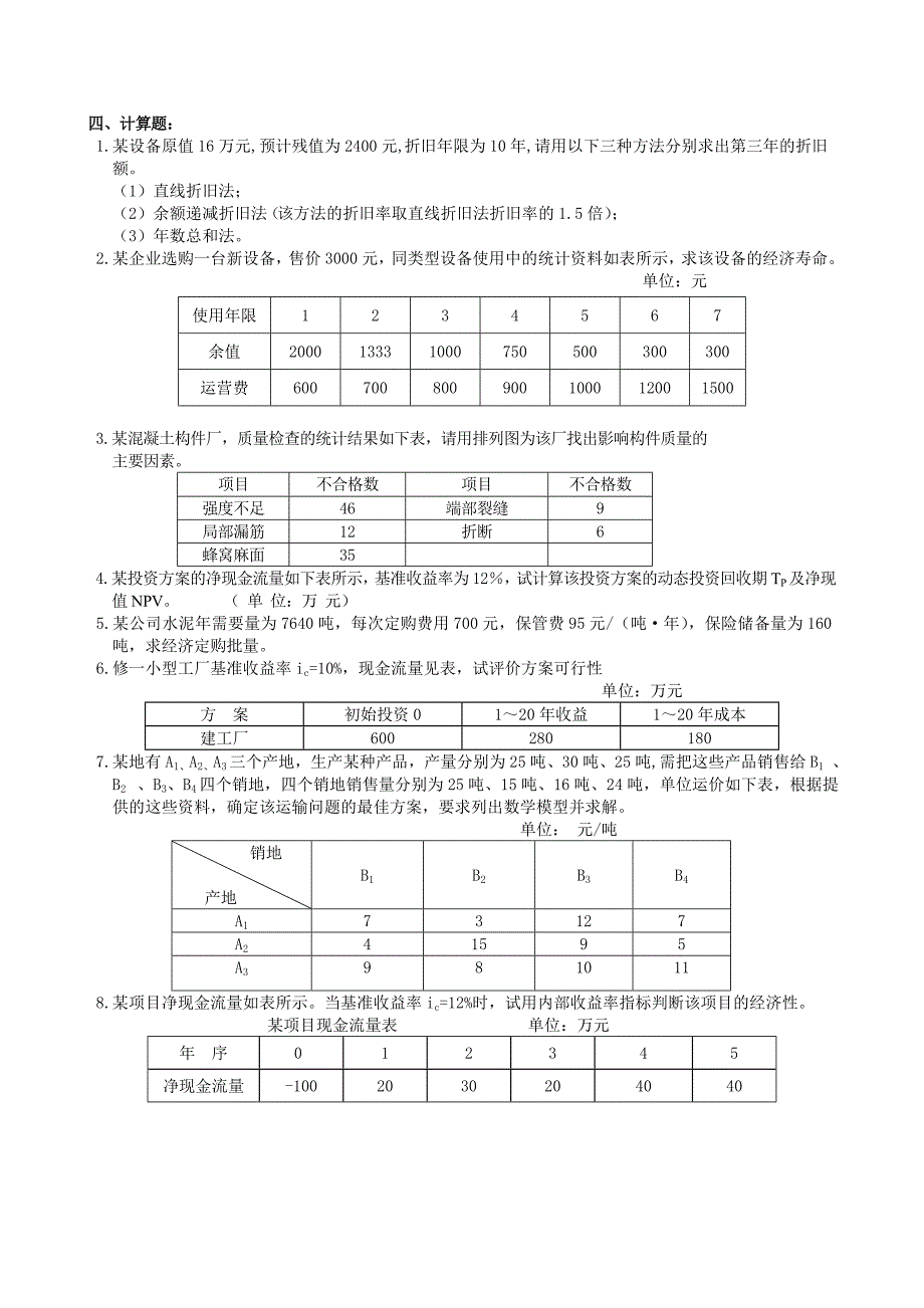 工程经济与管理复习题及参考答案_第3页