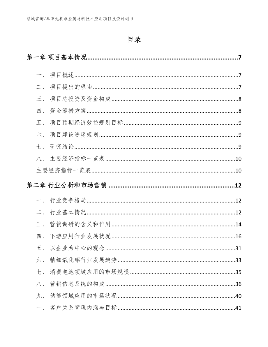 阜阳无机非金属材料技术应用项目投资计划书_第2页