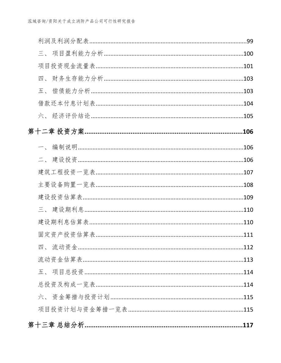 资阳关于成立消防产品公司可行性研究报告模板参考_第5页