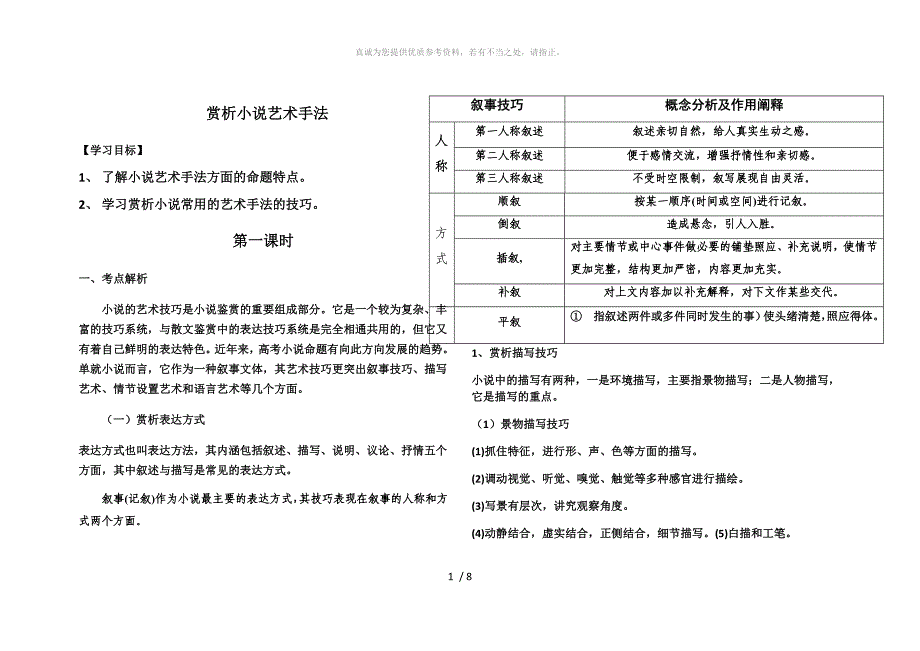 赏析小说艺术手法_第1页