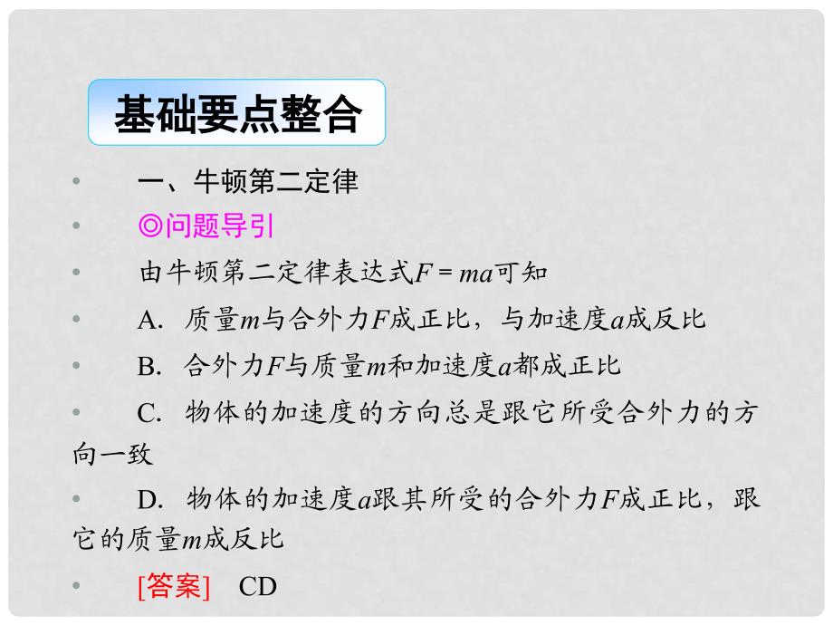 高考物理总复习（高考备考导航+基础要点整合+解题素能培养+考点核心突破+训练高效提能）3.2 牛顿第二定律 两类动力学问题课件_第2页