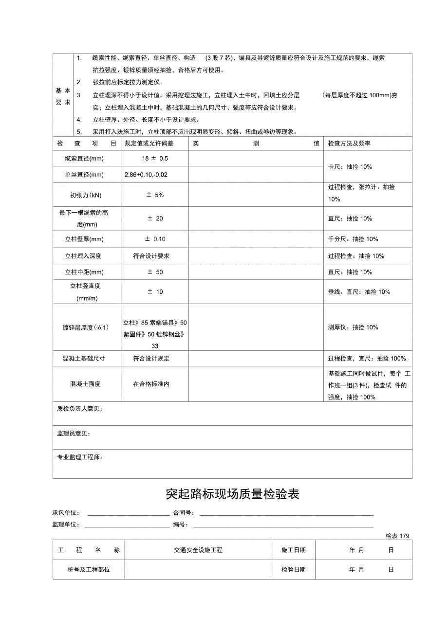 道路交通安全设施表格(质检表)_第5页