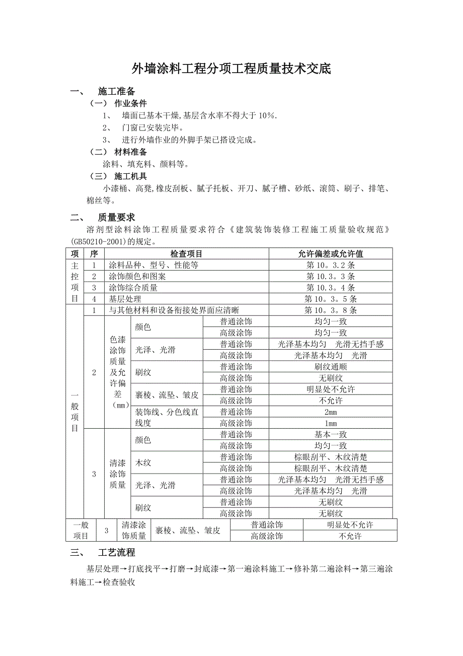 外墙涂料工程分项工程质量技术交底_第1页