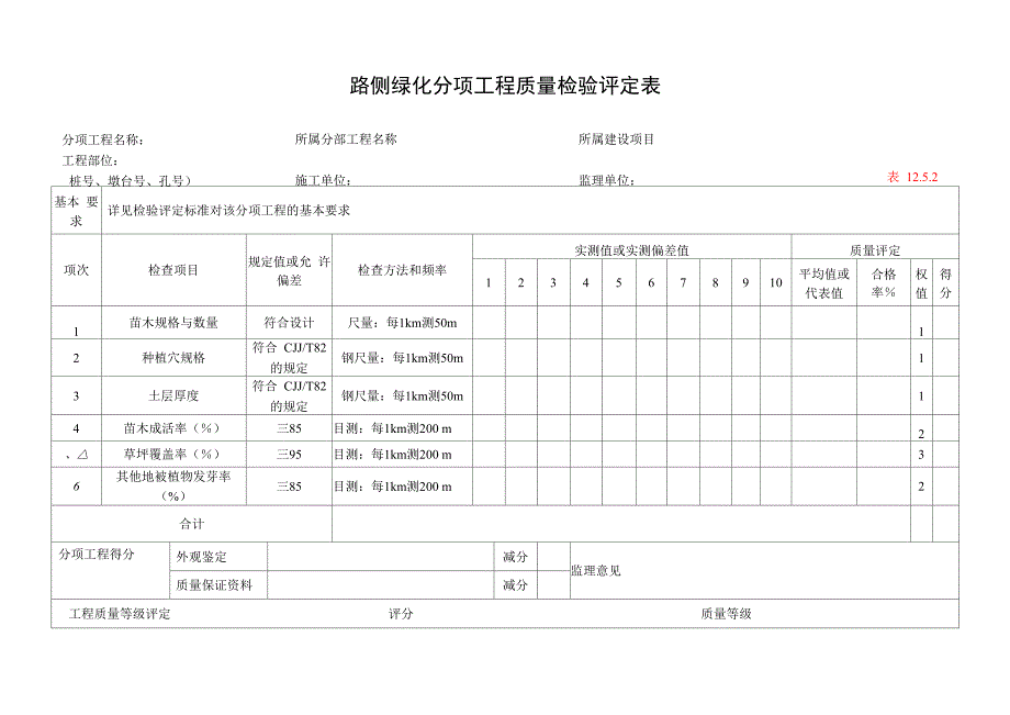 绿化分项工程质量检验评定表_第2页