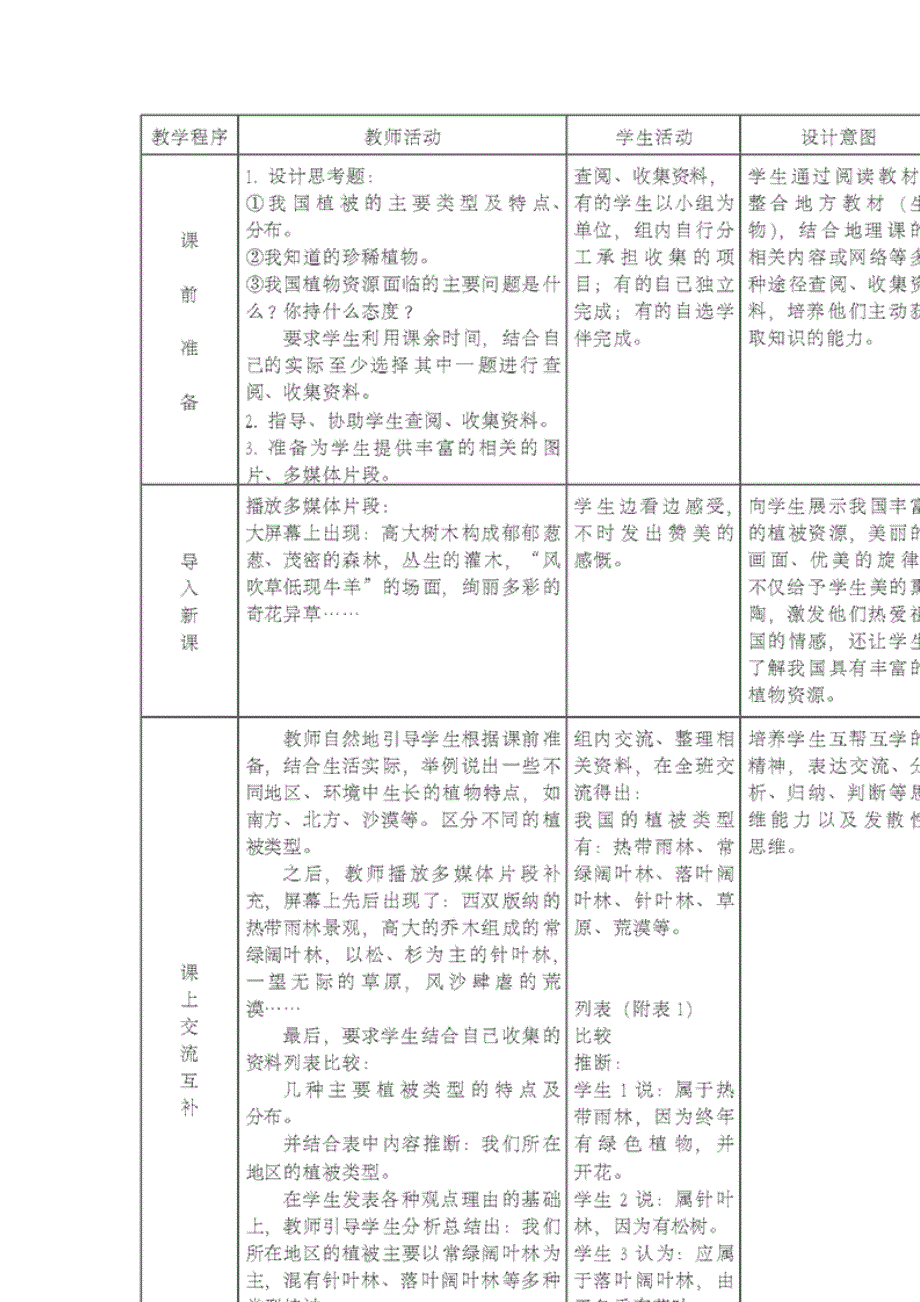 七年级生物上册 第7章第2节 我国的植物资源教案 北师大版_第3页
