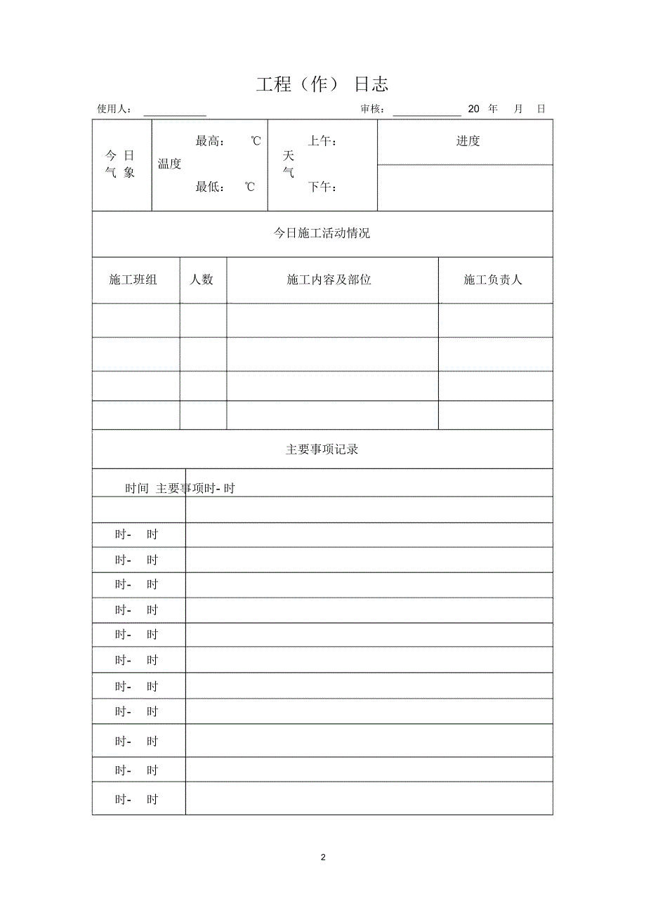 工程日志表格2_第2页