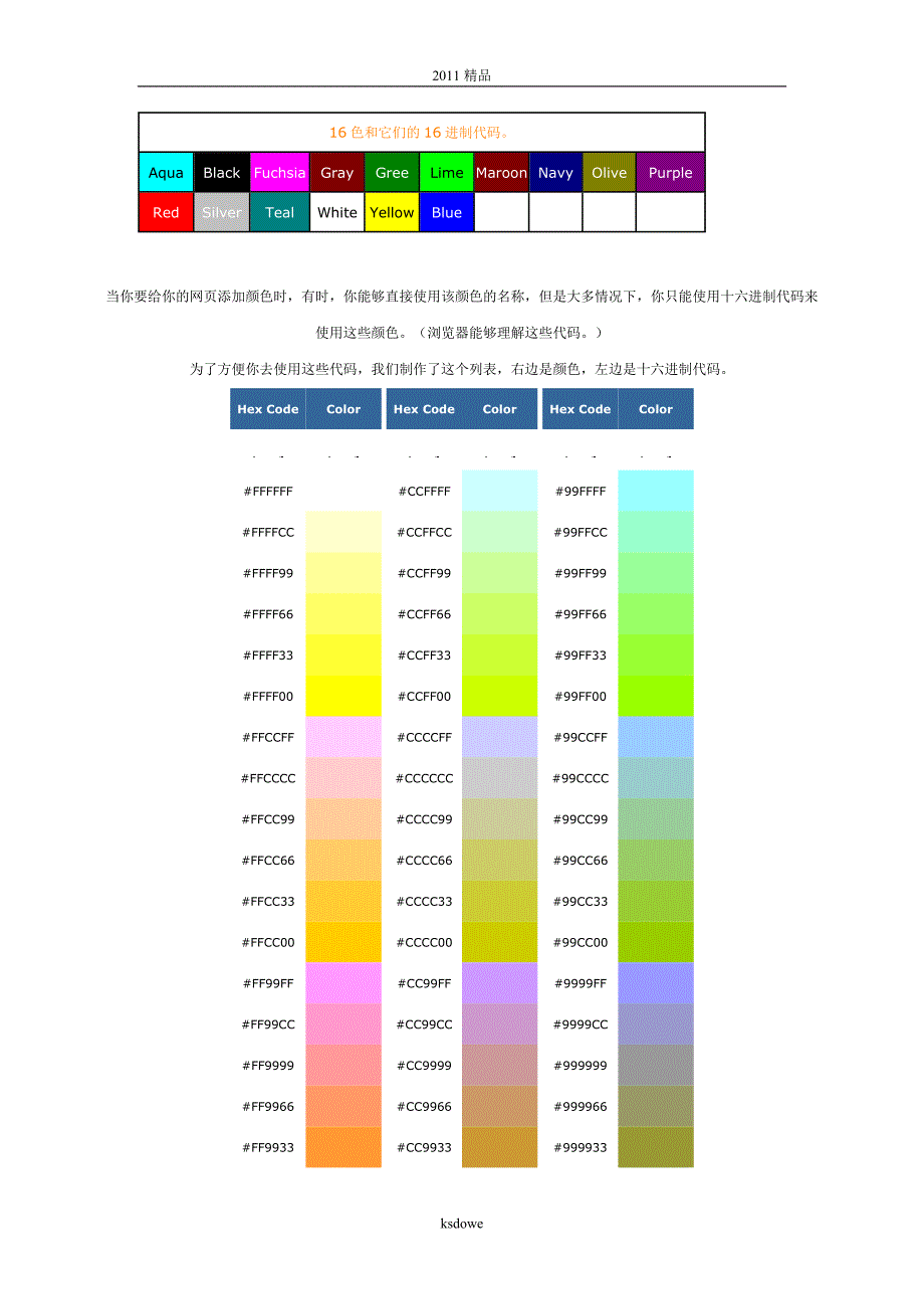 分享016进制颜色代码对照(精品)_第3页