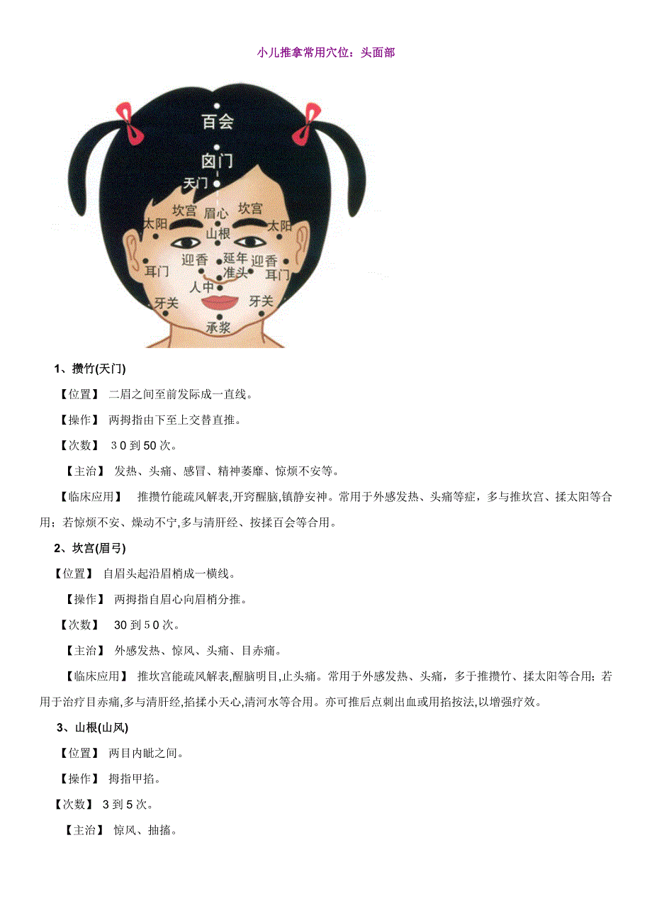 小儿推拿常用穴位_第1页