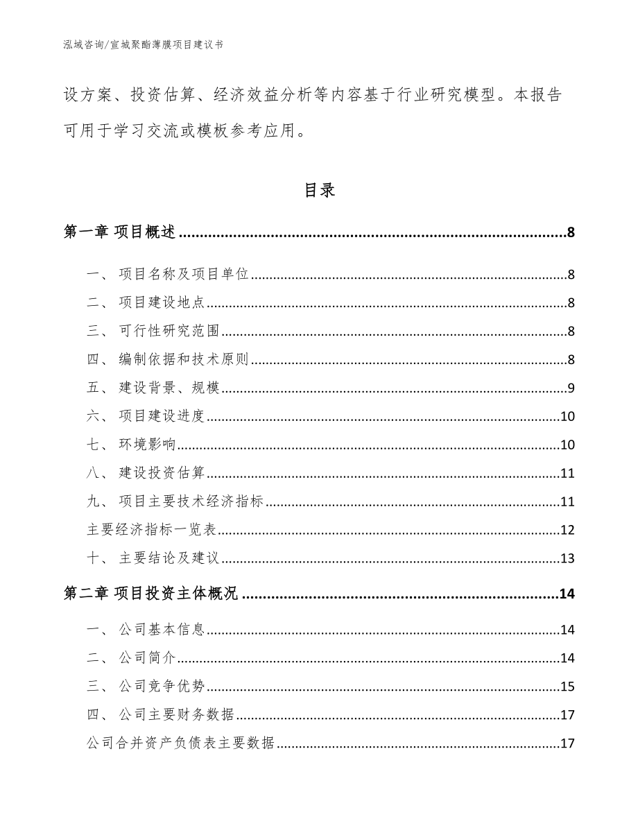 宣城聚酯薄膜项目建议书【参考范文】_第2页