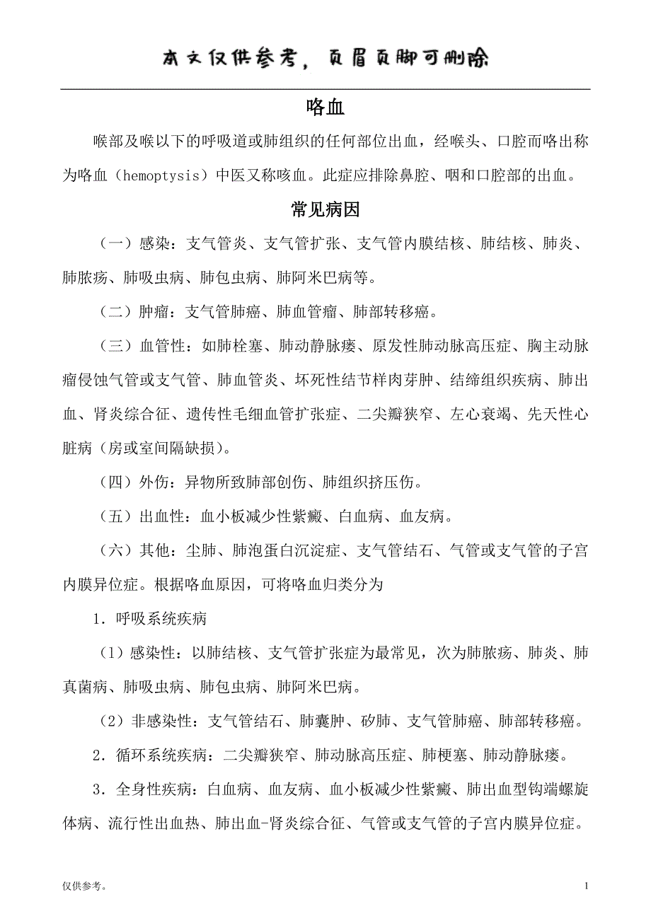 咯血中医诊疗方案【内容充实】_第1页