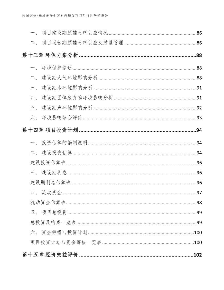 株洲电子封装材料研发项目可行性研究报告（模板）_第5页