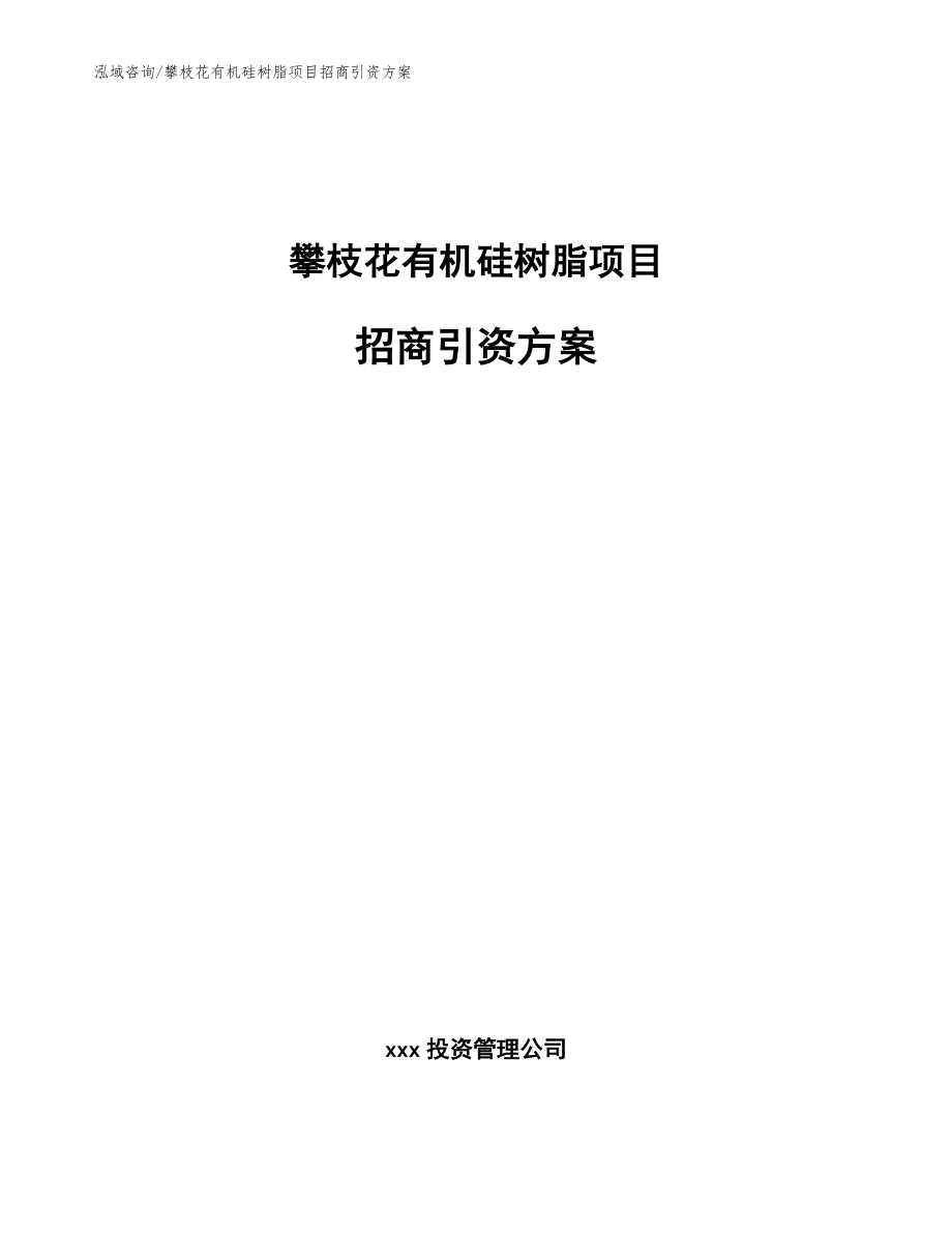 攀枝花有机硅树脂项目招商引资方案模板_第1页