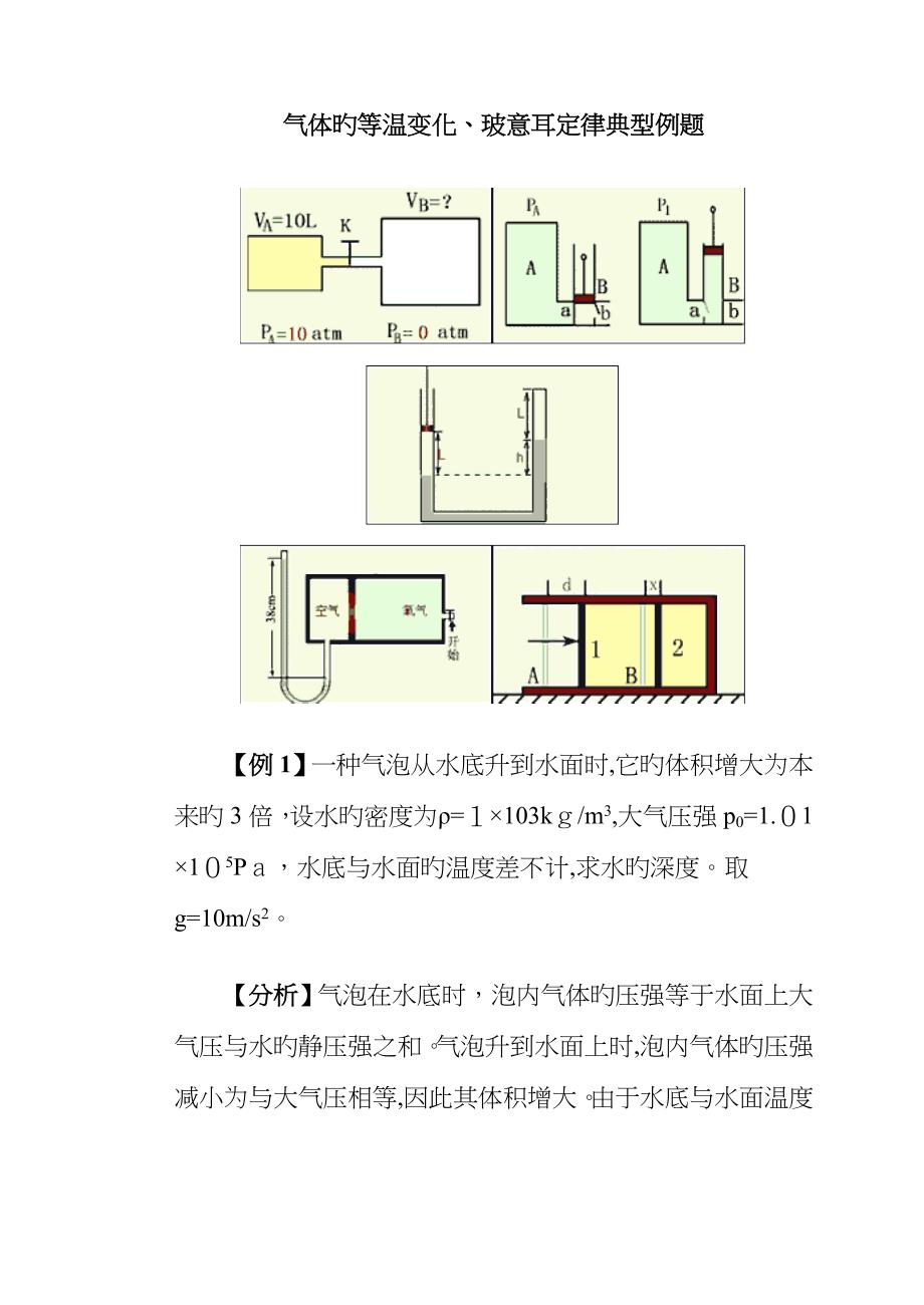 气体的等温变化、玻意耳定律典型例题_第1页