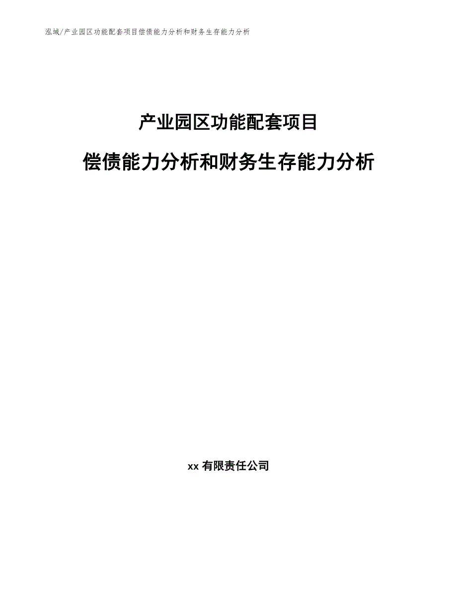 产业园区功能配套项目偿债能力分析和财务生存能力分析_第1页