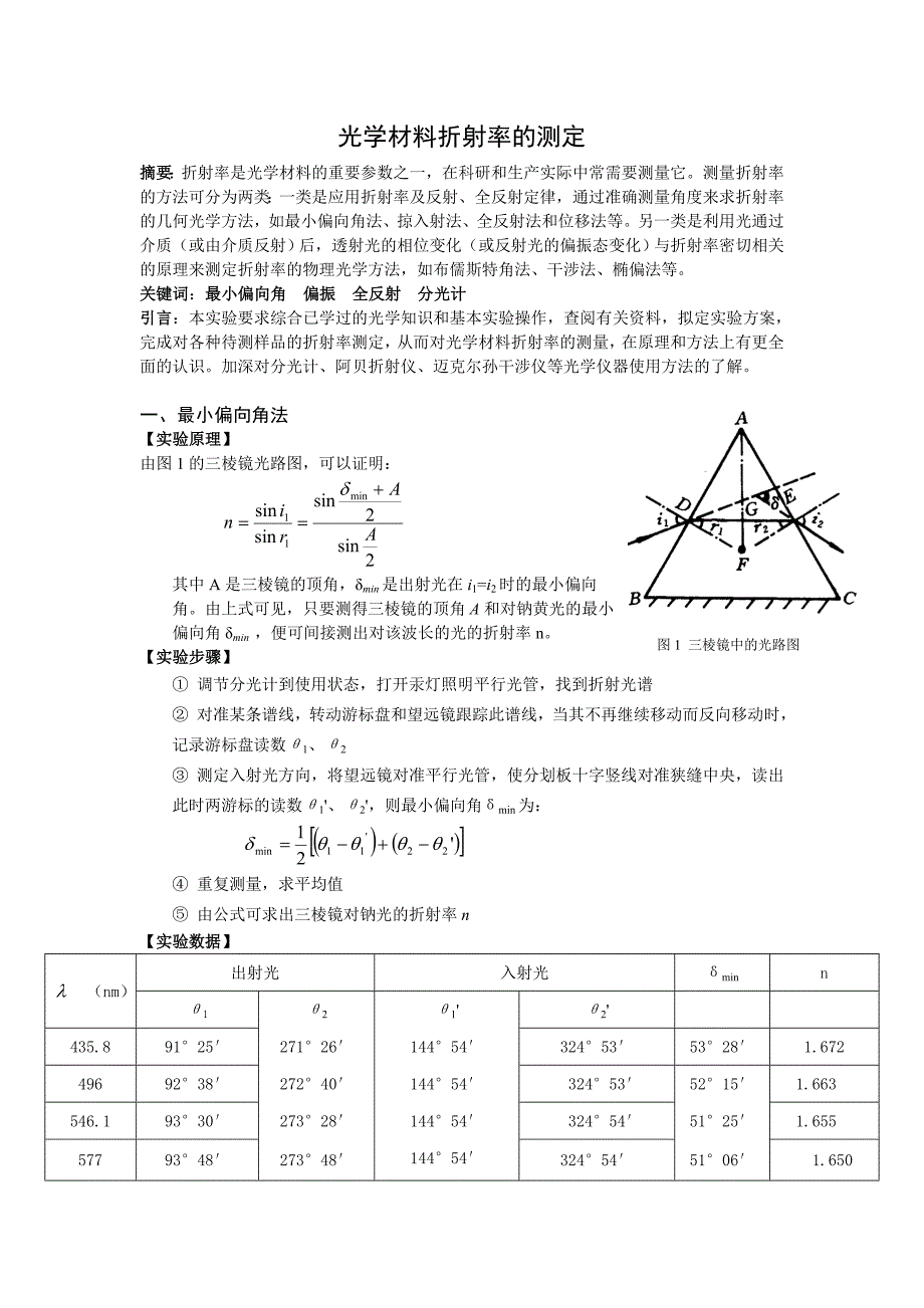 光学材料折射率的测定_第1页