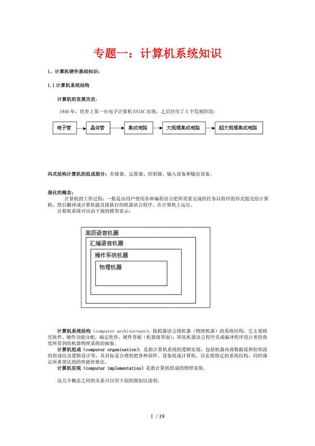 软件设计师专题01：计算机系统知识