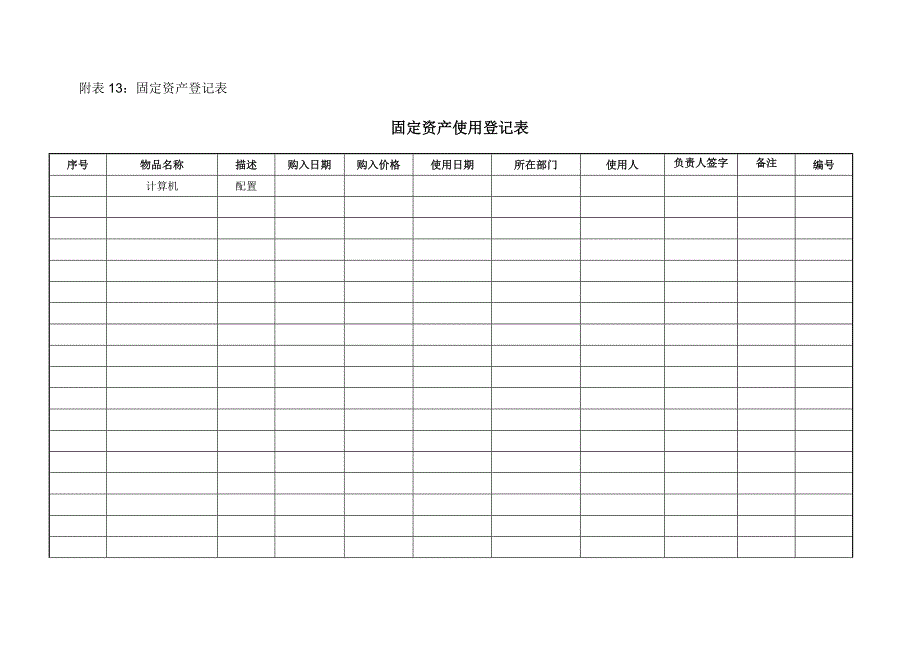 固定资产使用登记表_第1页