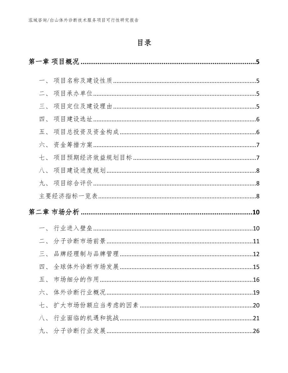 白山体外诊断技术服务项目可行性研究报告【模板范文】_第1页