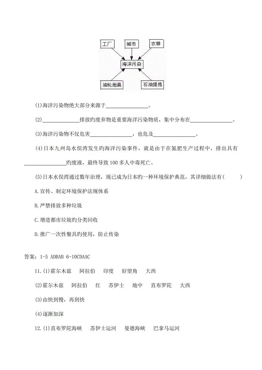 山西省运城市康杰中学高中地理海洋空间的开发利用同步练习新人教版选修_第5页