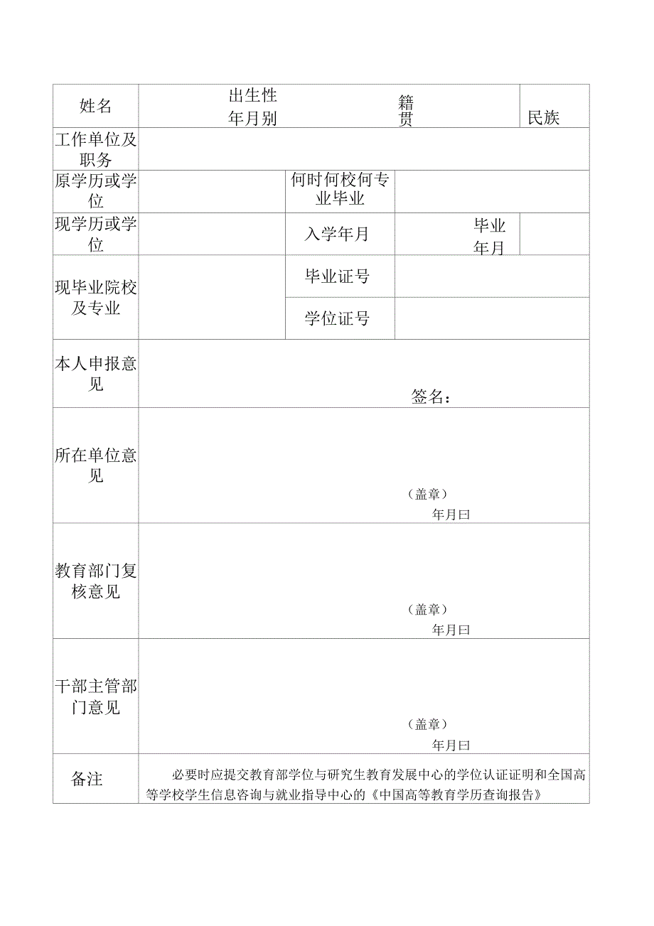 干部学历、学位更改申报表.docx_第1页