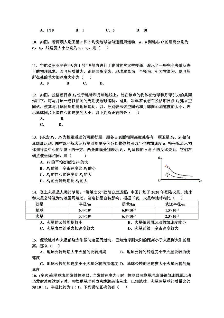 2022年高一下学期期末综合练习 物理（二） 含答案_第2页