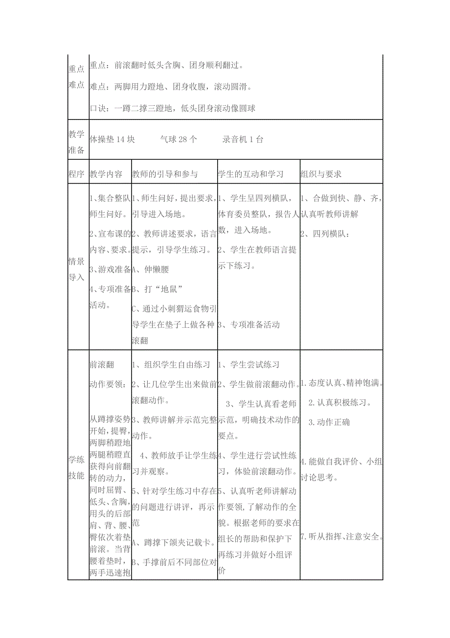 小学三年级前滚翻教学设计_第3页