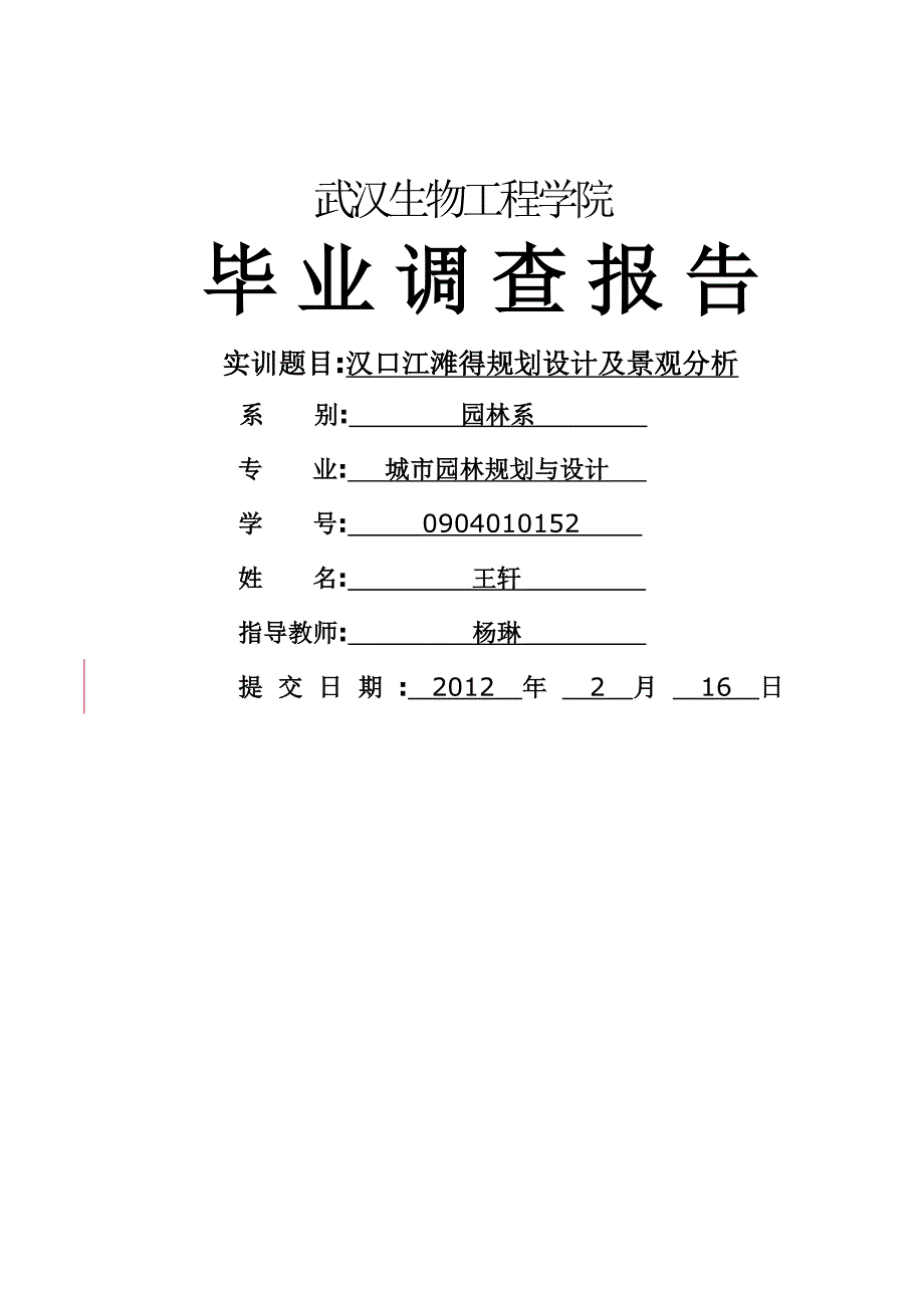 汉口江滩的规划设计及景观分析_第1页