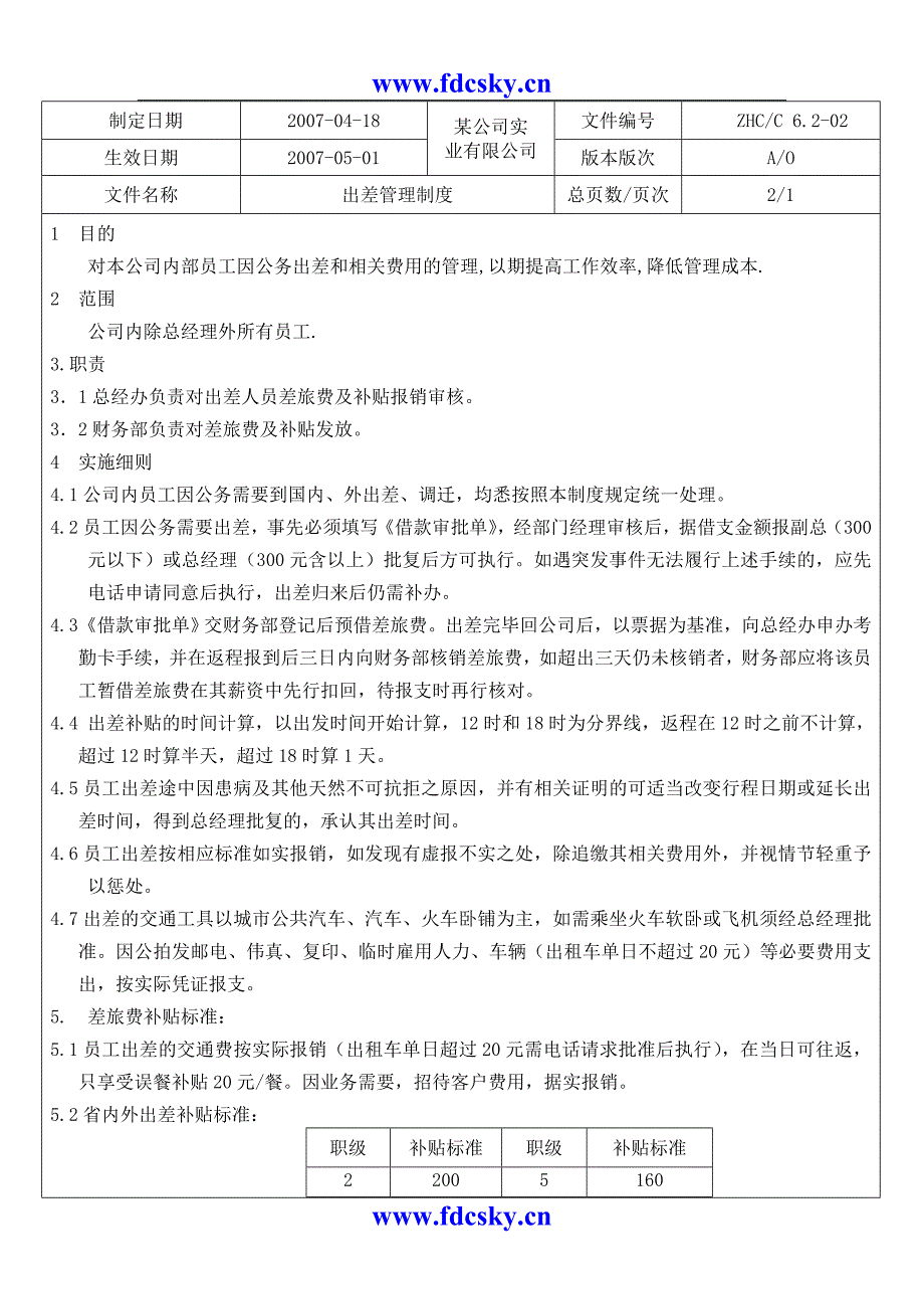 (精品)某地产企业出差管理制度_第1页