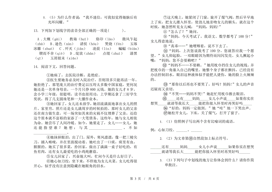 小升初过关强化训练小升初小学语文小升初模拟试卷D卷.docx_第3页