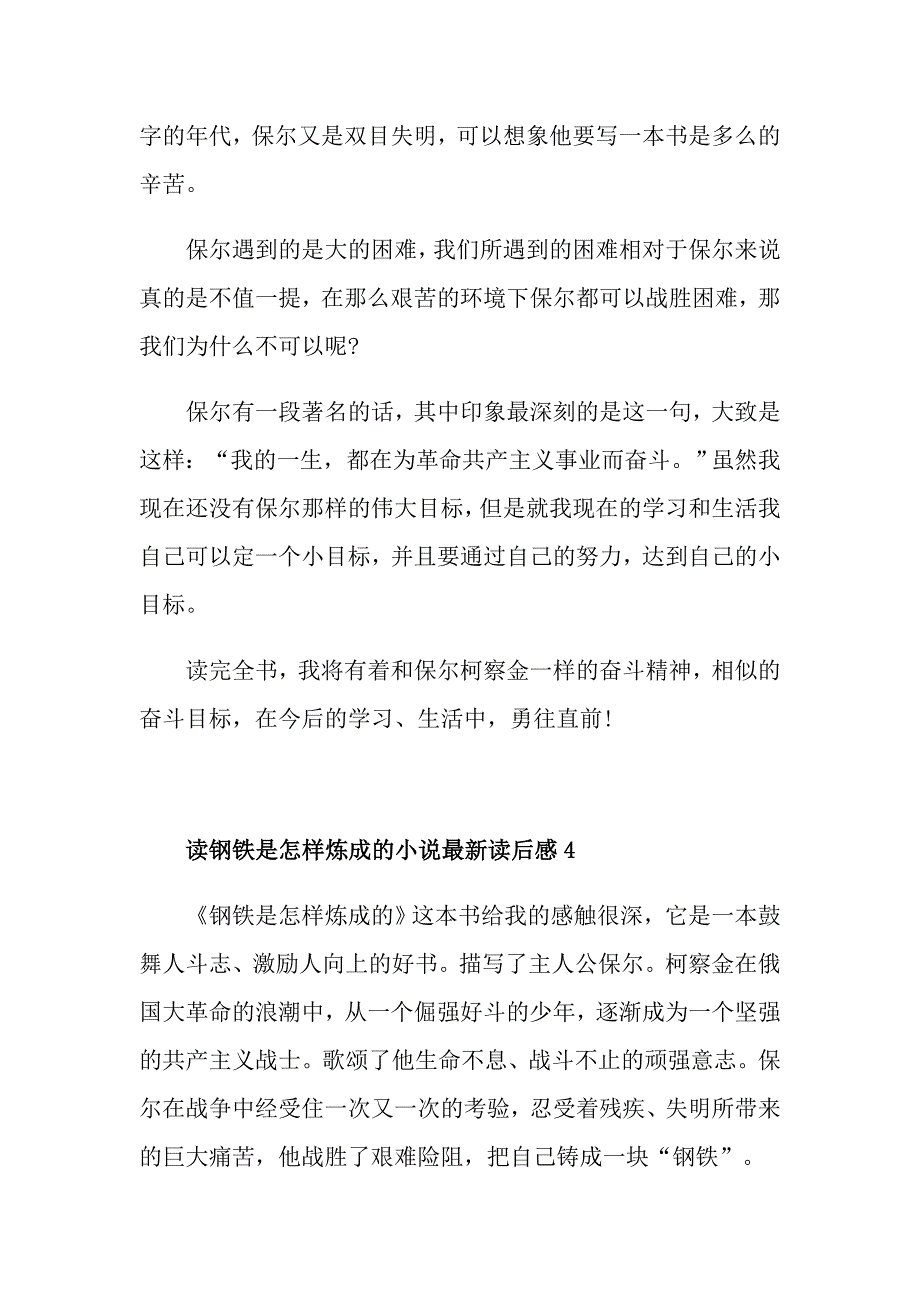 读钢铁是怎样炼成的小说最新读后感_第5页