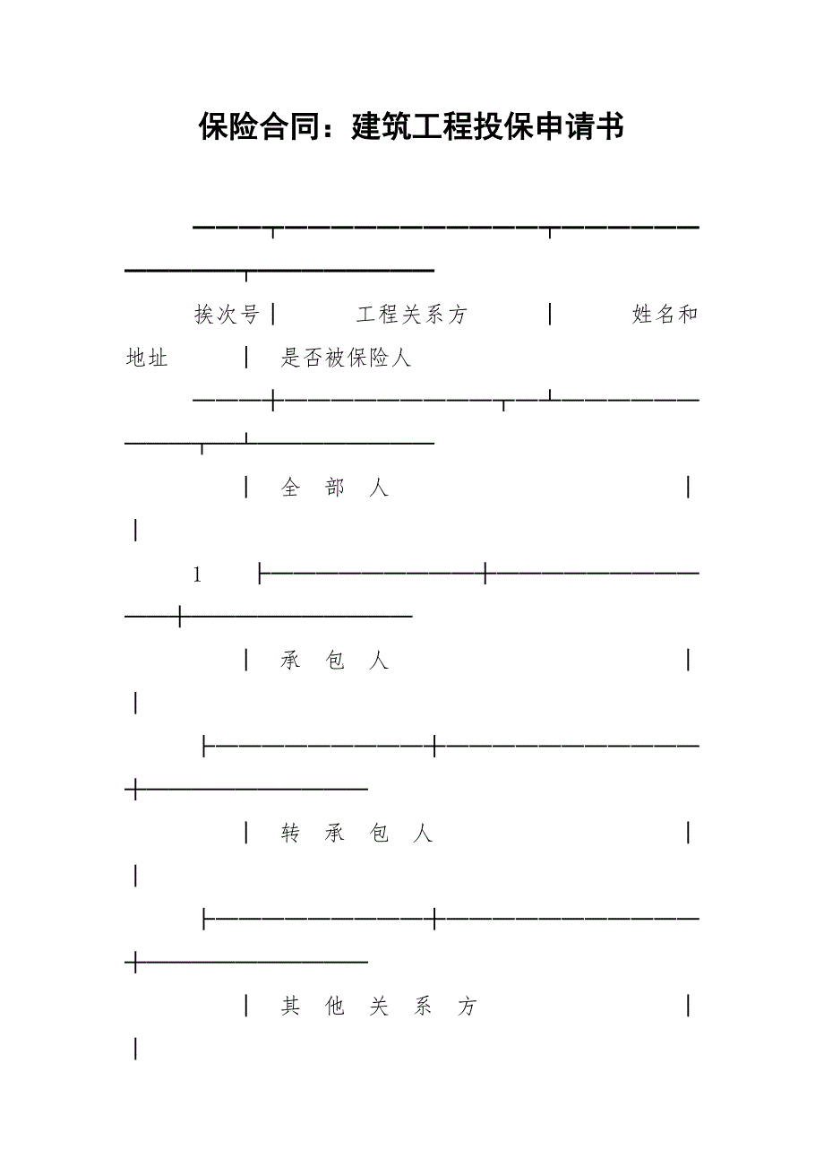 保险合同：建筑工程投保申请书.docx_第1页