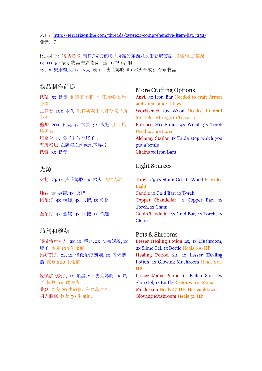 terraria中文物品合成表.doc_第1页