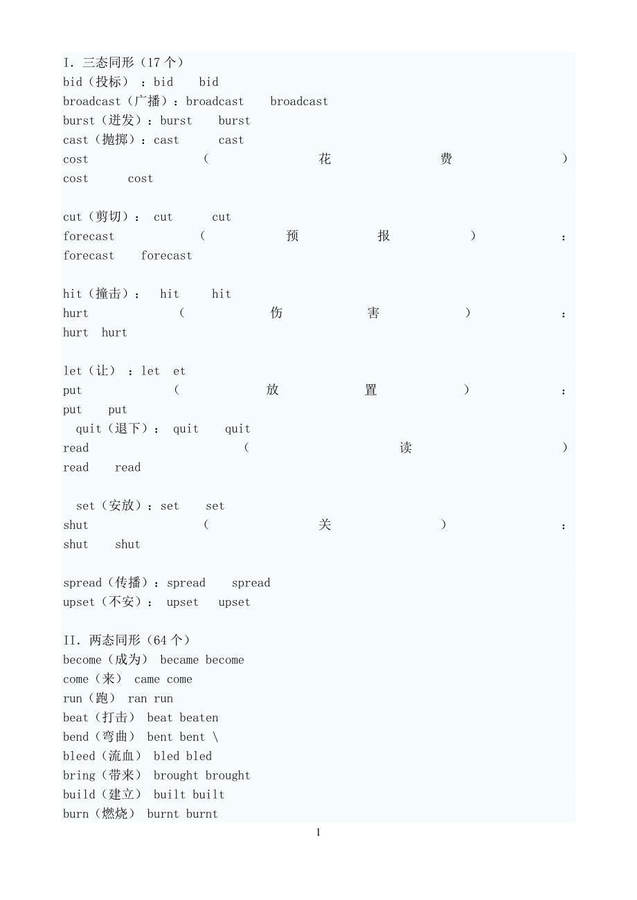 不规则动词表 高中整理版.doc_第1页