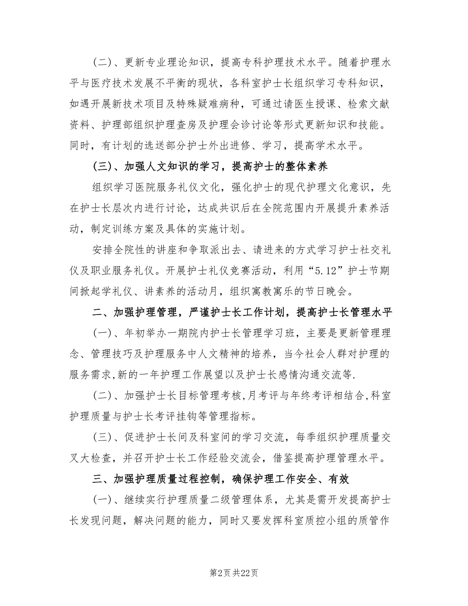 2022年3月护士工作计划(5篇)_第2页