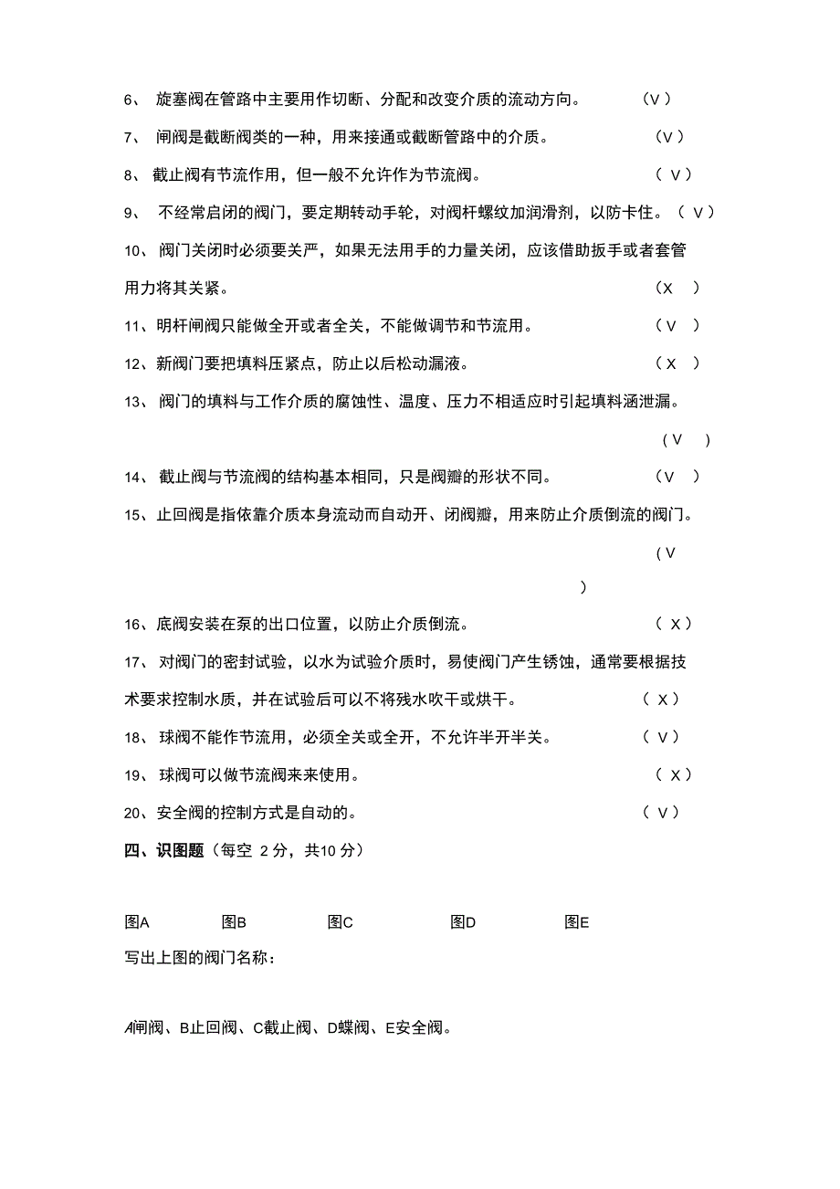 阀门基础知识测试题及答案_第3页