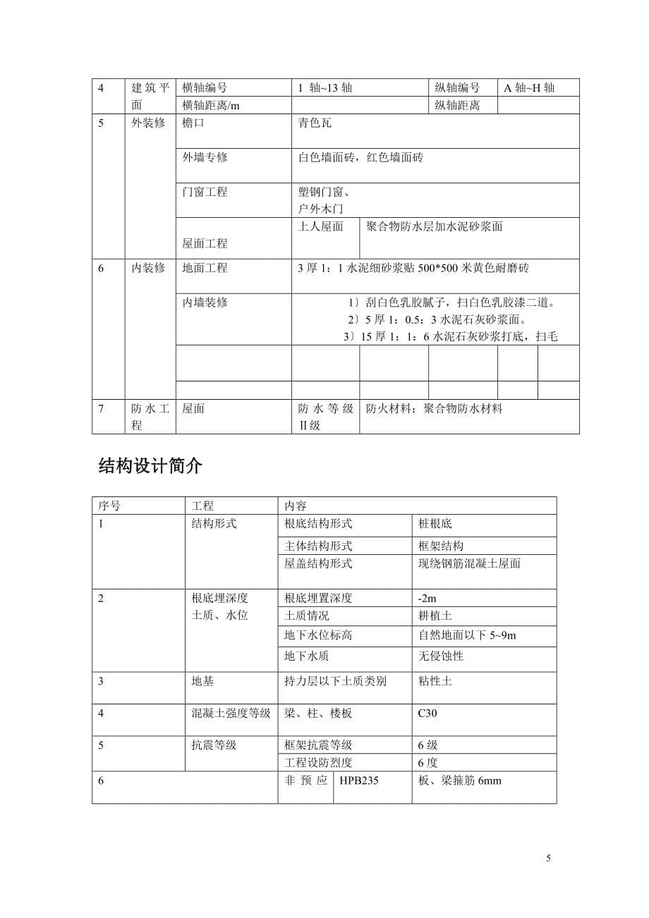 某住宅楼工程施工组织设计实训指导书_第5页