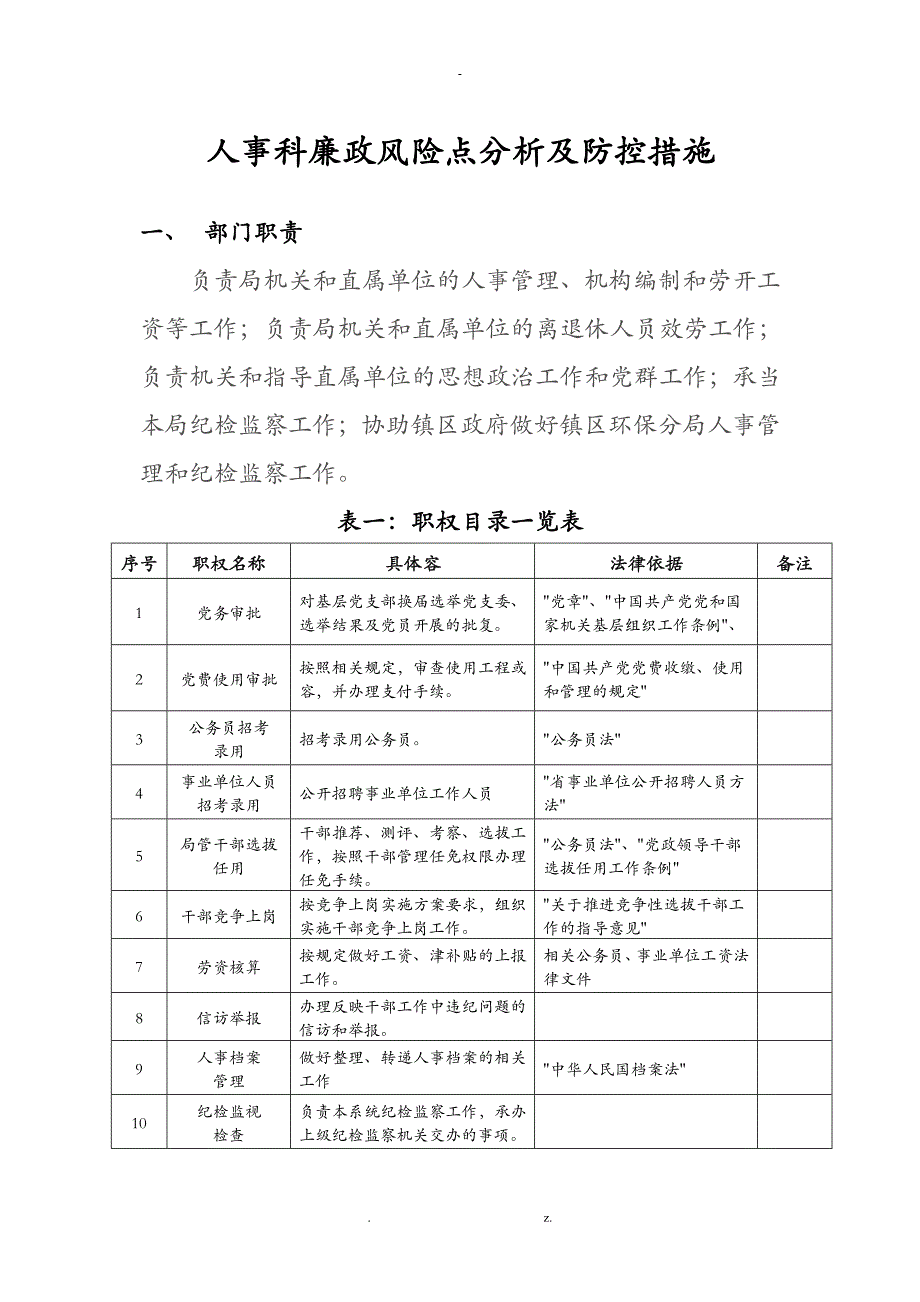 人事科廉政风险点分析及防控措施分析_第1页