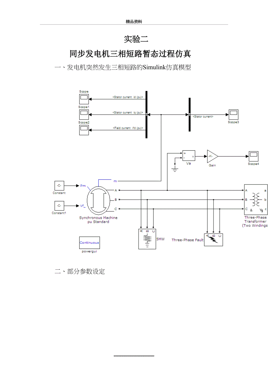 最新MATLAB实验：同步发电机三相短路暂态过程仿真_第3页