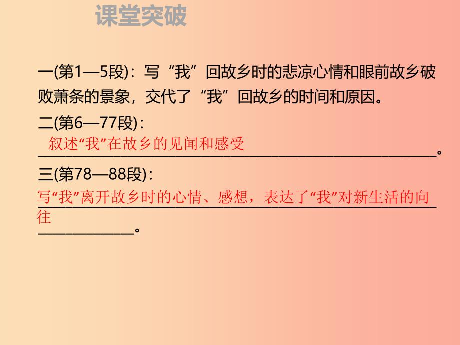 2019年秋季九年级语文上册第四单元14故乡习题课件新人教版.ppt_第3页