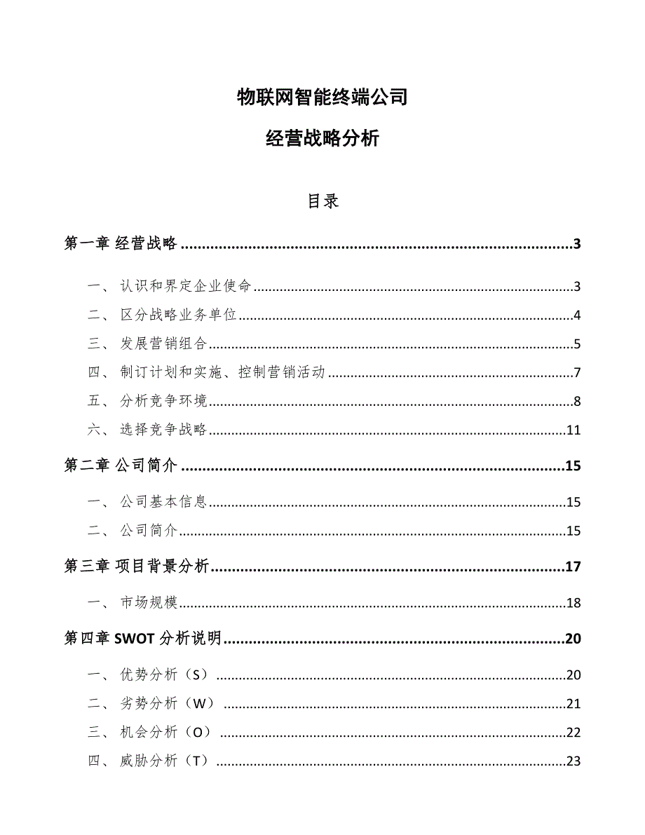 物联网智能终端公司经营战略分析（参考）_第1页